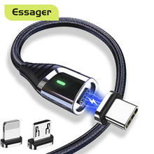 Essager магнитное зарядное устройство с разъемом Micro USB Type-C кабель для передачи данных для iPhone Samsung Быстрый зарядный кабель USB Type-C магнит мобильный телефон кабели 2024 - купить недорого