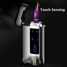 New Windproof Plasma Dual Arc Lighter Rechargeable Metal Electric Lighter LED Power Display USB Lighter Men Smoking Gift 2024 - buy cheap