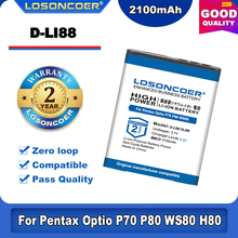 LOSONCOER 2100mAh Camera Battery D-LI88 DLI88 DBL80 For Pentax Optio P70 P80 WS80 H80 H90 W90 Black Box-18 40C Box18 DB-L80 2024 - buy cheap