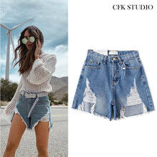 2020 New Za Women Sexy Jeans with High Waist Pocket Solid Blue Shorts Femme Casual personality High Street Blue Denim Shorts 2024 - buy cheap
