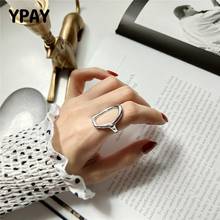 YPAY 100% Real 925 Sterling Silver Open Rings for Women Men Korea Japan Hollow Irregular Finger Ring Bague Fine Jewelry YMR836 2024 - compre barato