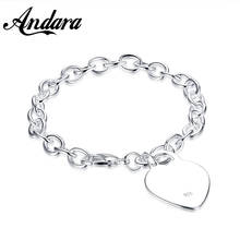 New 925 Silver Heart Pendant Bracelet Lobster Clasp O-Chain Classic Jewelry Gift for Men and Women 2024 - buy cheap