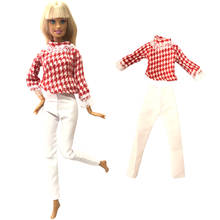 Модная повседневная одежда NK, 1 шт., розовые блузки, топы, футболка, белые брюки, одежда, аксессуары для куклы Барби, детская игрушка 286B 12X 2024 - купить недорого