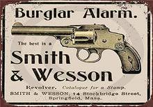 Охранная сигнализация Smith Wesson, металлический жестяной знак 8x12 дюймов, декор для путешествий 2024 - купить недорого