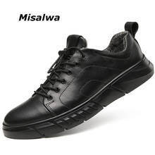 Misalwa tênis masculino de couro legítimo clássico, calçados casuais quentes de pele para homens, tamanho grande 38-48 2024 - compre barato