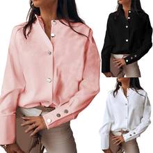 2020 Women Fashion Stand Collar Long Sleeve Single-breasted Buttons Cuff Shirt Blouse Women's Clothing блузка женская ropa mujer 2024 - buy cheap