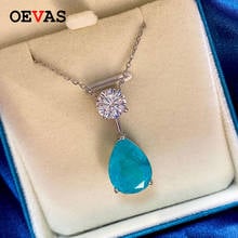 OEVAS 100% 925 Sterling Silver 10*14mm Paraiba Tourmaline Gemstone Birthstone Pendant Necaklces For Women Party Fine Jewelry 2024 - buy cheap