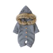 Baby Rompers Long Sleeve Winter Warm Jumpsuit for Newborns Solid Knitted Infant Boy Girl Overalls Autumn Hooded Children Clothes 2024 - buy cheap