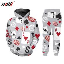 UJWI 3D Printed Poker Gambling Short Sleeve Tracksuit Casual Sweatshirt Pants Hip Hop Top Playing Cards Harajuku Zipper Pullover 2024 - buy cheap