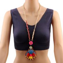 2021 Florate Colorful Cotton Ball Pendant Necklace for Women New Fashion  Handmade Ethnic Gold Chain Statement Necklace Jewelry 2024 - buy cheap