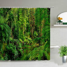 Verde plantas tropicais floresta paisagem cortinas de chuveiro palmeira folhas impressão 3d decoração do banheiro banho à prova dwaterproof água conjunto cortina 2024 - compre barato