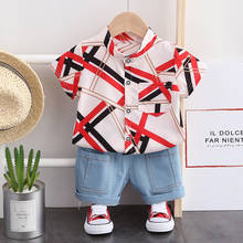 2021 Infant Baby Boys T-shirt Clothes Sets Plaid Short sleeve shirt+shorts Summer Newborn Casual Outfits Kids Clothing 2024 - buy cheap