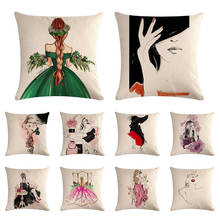 Decorative Throw Pillows Case Vogue Girls Beauty Fashion Cushion Cover for Sofa Home Almofadas 45x45cm Pillowcase Gifts ZY1300 2024 - buy cheap