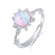 Anel de prata esterlina 925, anel com corte redondo de opala natural, anel de pele de opala natural, anel de casamento e noivado 2024 - compre barato