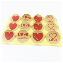 Lote de pegatinas de papel Kraft redondas de serie Corazón de amor romántico Vintage, productos hechos a mano, etiqueta de sellado de regalo, venta al por mayor, 1200 unidades 2024 - compra barato