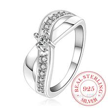Cross Sideway Anniversary Cubic Zirconia Rings 925 Sterling Silver Rings for Women Silver 925 Jewelry Fine Jewelry 2024 - buy cheap
