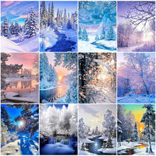 HUACAN 5D Diamond Painting Winter Landscape Full Sqaure Diamond Embroidery Natural Scenery Mosaic Home Decor 2024 - buy cheap