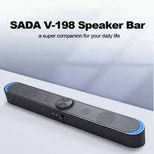 Sada V-198 usb barra de som do computador alto-falantes com luzes led 3.5mm áudio mic plug wired soundbar portátil alto-falante para computador portátil 2024 - compre barato