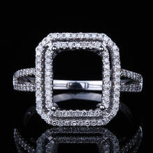 Helon anel de corte 10x8mm, esmeralda sólida 10k ouro branco 0.5ct de diamante natural de noivado e casamento, semi-montagem, joias finas da moda 2024 - compre barato