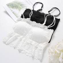 Ropa interior Sexy de encaje para mujer, camisola ajustable desmontable con almohadilla en el pecho, Top corto de verano en blanco y negro 2024 - compra barato