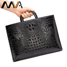 MVA Men's Briefcase Brand Alligator Mens Leather Laptop Bags For 13.3 inch Vintage Shoulder Bag Genuine Leather Men Handbag 9099 2024 - buy cheap