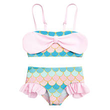 2021 Summer Baby Girls Mermaid Swimwear Two Piece Ruffle Kids Swimsuit Children Bikini Sets Baby Bathing Suits Beachwear 1-5Y 2024 - buy cheap
