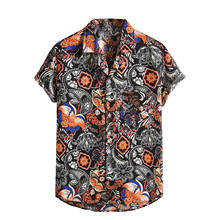 2021 Summer Ethnic Shirt For Men Vintage Casual Short Sleeve Shirt Camisas Blouse Loose Men Clothing Tops men clothing camisas 2024 - buy cheap