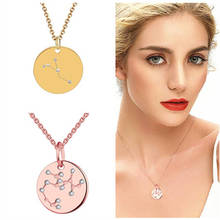 Trendy Shiny Crystal Star Zodiac Sign 12 Constellation Pendent Necklace Female Elegant Rose Gold Color Choker Necklaces Jewelry 2024 - buy cheap