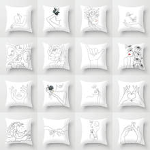Capa de almofada moderna abstrata com desenhos, retrato nórdico branco simples decorativo para sofá, assentos, almofadas 2024 - compre barato