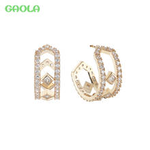 GAOLA-pendientes semicirculares de lujo con incrustaciones de circonita, joyería geométrica en forma de C, regalo Premium 2024 - compra barato