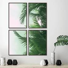 Pintura em tela de folhas de palmeira verde, imagem de parede para casa, sala de estar, arte decorativa, tamanho grande, folha tropical, pôster de lona 2024 - compre barato