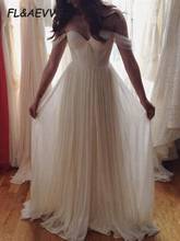 Vintage Off-the-Shoulder Wedding Dresses Chiffon A-Line Princess Sleeveless Floor-Length Wedding Dress 2024 - buy cheap