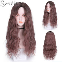 Similler Women Synthetic Wigs Long Curly Hair for Daily Use with Bangs Black Brown Purple Heat Resistant Fiber Cosplay Wig 2024 - compra barato