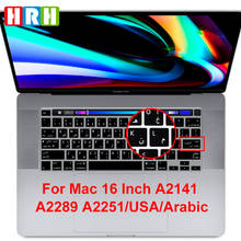 HRH Black Silicone Arabic Keyboard Skin Cover For MacBook New Pro 16 2019 A2141 M1 Chip A2338/A2251/A2289 2020+ 2024 - buy cheap