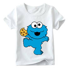 Bebê meninos/meninas sésamo rua cookie monstro impressão t camisa verão crianças dos desenhos animados topos engraçado camiseta roupas para crianças grandes 2024 - compre barato