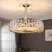 Lustre de cristal moderno, luminária pendente, iluminação dourada, para sala de estar, decoração 2024 - compre barato