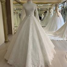 ANGELSBRIDEP High-Neck Ball Gown Muslim Wedding Dress Long Sleeves Robe de mariee Fashion Beading Floor-Length Formal Bride Gown 2024 - buy cheap