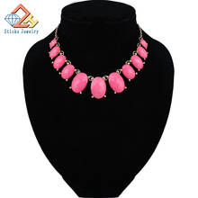 Colgante de resina rosa para mujer, collar de declaración bohemio, de oro, Vintage, gargantilla de vestir 2024 - compra barato