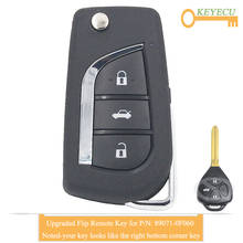 KEYECU Модернизированный дистанционный ключ для Toyota Avensis Europe, для Yaris UK, Fob 3 кнопки-433 МГц-4D67/ G чип-P/N: 89071-0F060 2024 - купить недорого