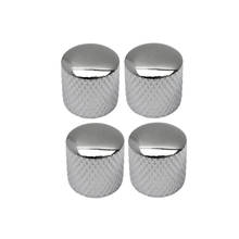 FLEOR 4pcs Metal Guitar Bass Knobs Control Knobs Dome Black/Chrome 2024 - buy cheap