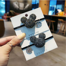 Disney-cuerda para la cabeza de Mickey mouse con diamantes, accesorios para el cabello, banda de goma bonita, coleta para el pelo, 2 uds. 2024 - compra barato