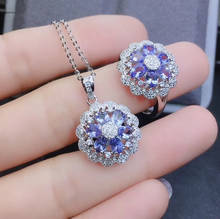 100% Real Natural Tanzanite jewelry set  925 sterling silver 1pc Tanzanite pendant,1pc Tanzanite ring 2024 - buy cheap