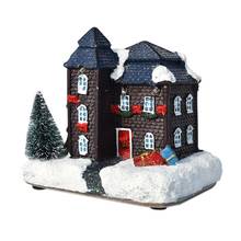 Новый рождественский светящийся мини-дом, маленькие украшения светильник фонарь, домик в СГУ, креативный праздничный тематический материал, маленькие украшения из смолы 2024 - купить недорого