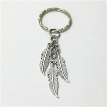 Feather Keychain Antique Silver Color Feather Keyring, Boho Feather Keychain for Women, Metal Feather Charm, Bohemia Jewelry 2024 - buy cheap