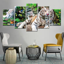 HD Printing 5 Panel Animal King Tiger Canvas Poster Home Decoration Living Room Wall Poster Printing Natural Landscape Pictures 2024 - buy cheap