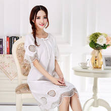 Camisola bordada manga curta feminina, camisola casual com mangas curtas para primavera e verão 100% algodão, edição coreana 2024 - compre barato