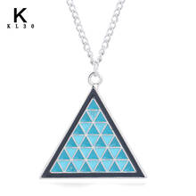 Женское ожерелье с подвеской, из эмалированного сплава, с синим треугольным кулоном 2024 - купить недорого