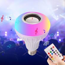 E27 7 Color Changing Bluetooth IR Remote Music Audio Speaker LED RGB Bulb Light Colorful RGB LED Lamp 2024 - buy cheap