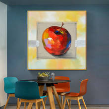 Pintura de maçã abstrata 3d, pintura a óleo em tela 100% pintada à mão, arte moderna para parede, pôster de pintura de fruta para decoração de casa 2024 - compre barato