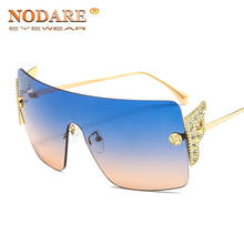 Gafas de sol sin montura de diseñador para mujer, lentes de sol con degradado, grandes gafas de sol grandes, alas con diamantes, novedad de 2021 2024 - compra barato